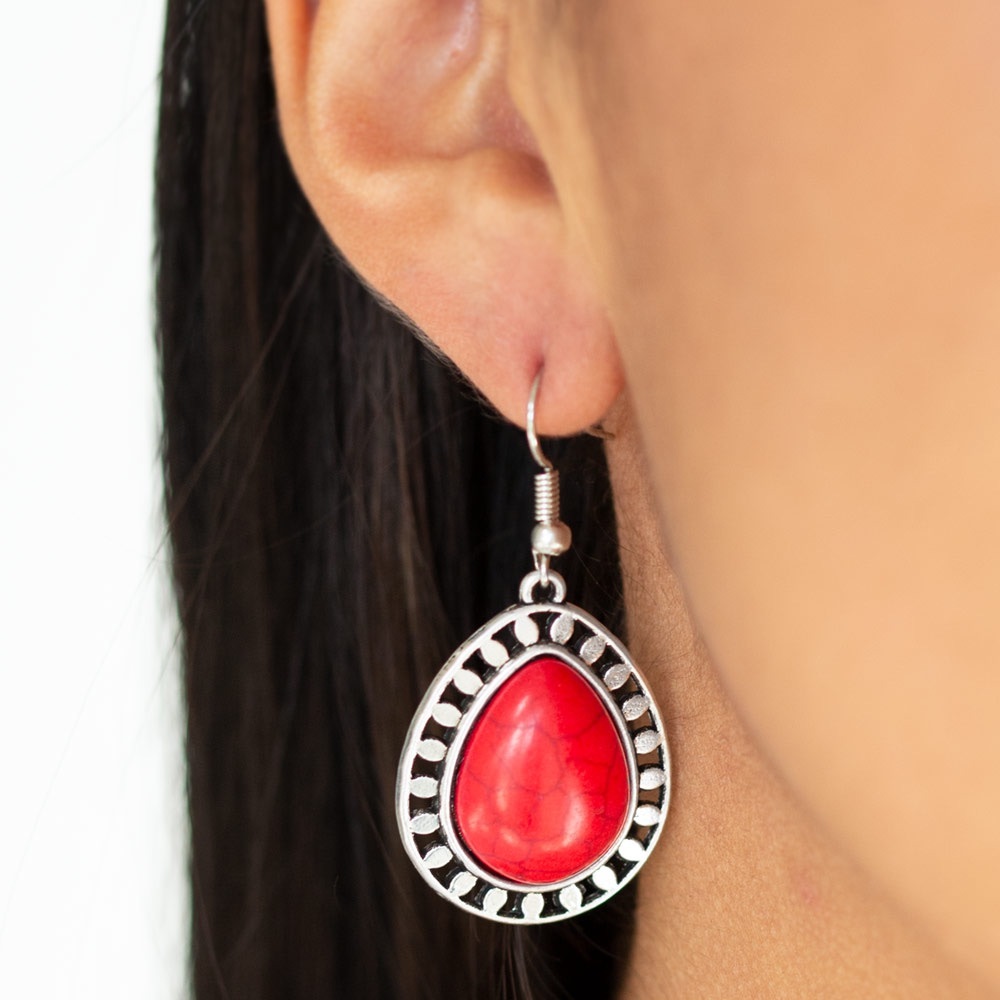 Red Crackle Earrings - Sahara Serenity